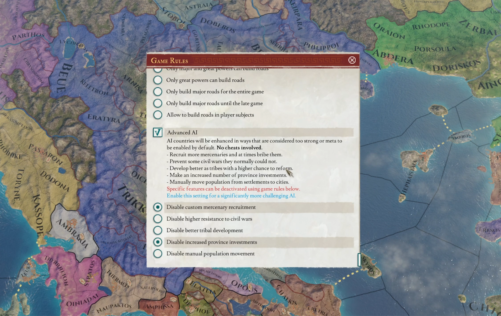 Configurable Advanced AI features