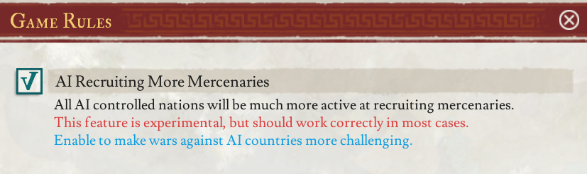 AI Recruiting More Mercenaries game rule