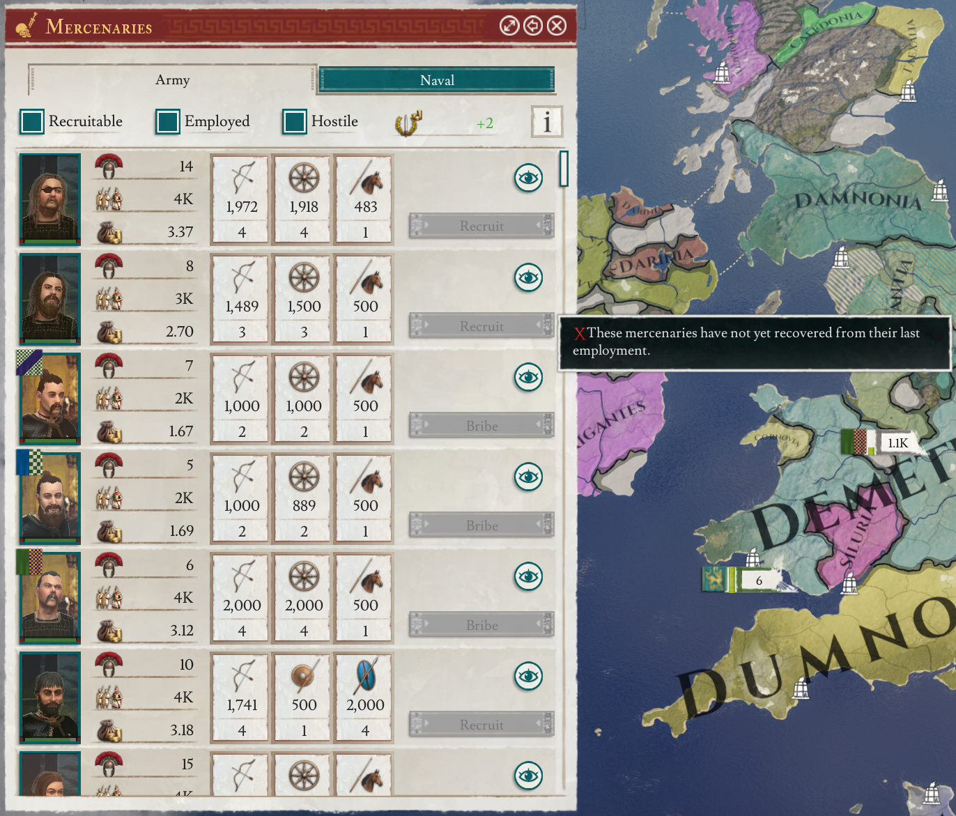 AI draining mercenary pools during wars