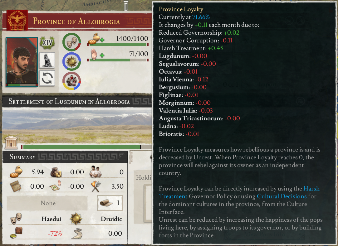 Governor policy selection based on character traits