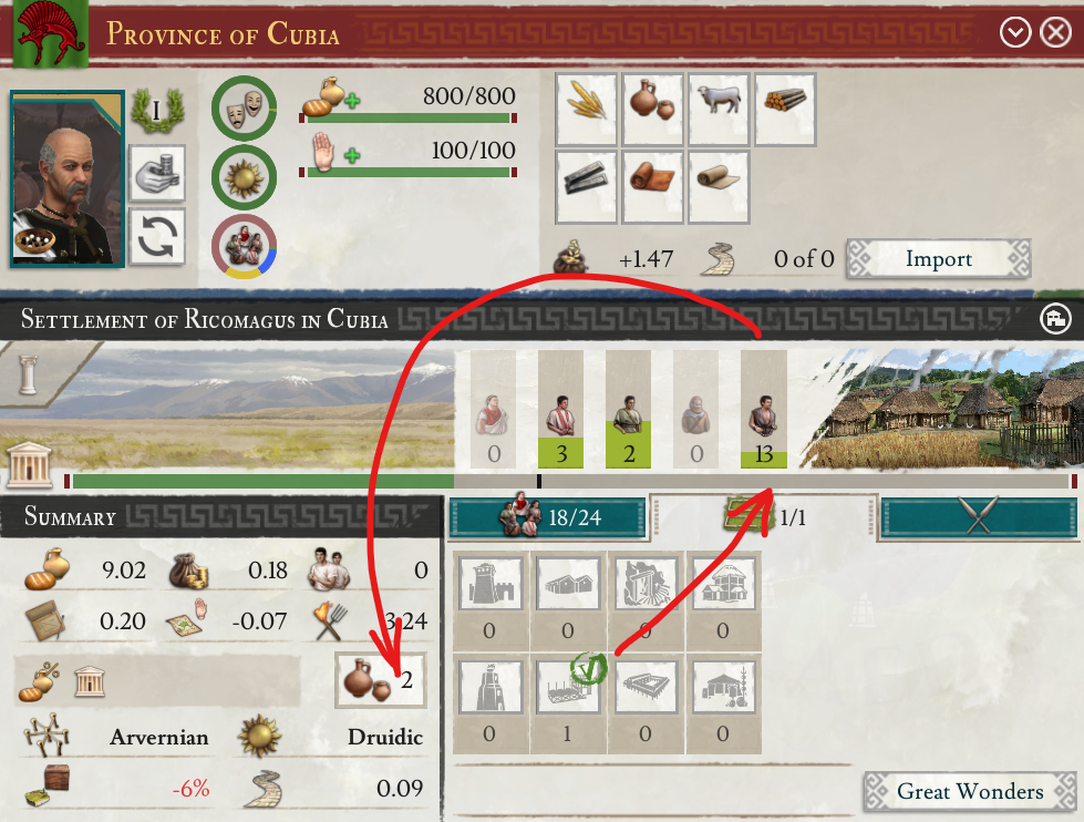 Tribal settlement building logic for AI
